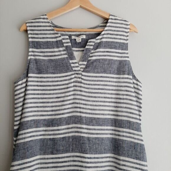 BEACH LUNCH LOUNGE | Linen Cotton Blend Stripped Mini Dress Mini Sz M - Picture 2 of 12